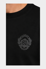 T-shirt manica lunga stampa retro uomo nero guess