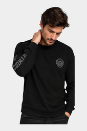 T-shirt manica lunga stampa retro uomo nero guess