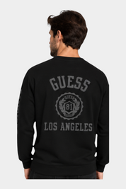T-shirt manica lunga stampa retro uomo nero guess