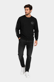 T-shirt manica lunga stampa retro uomo nero guess