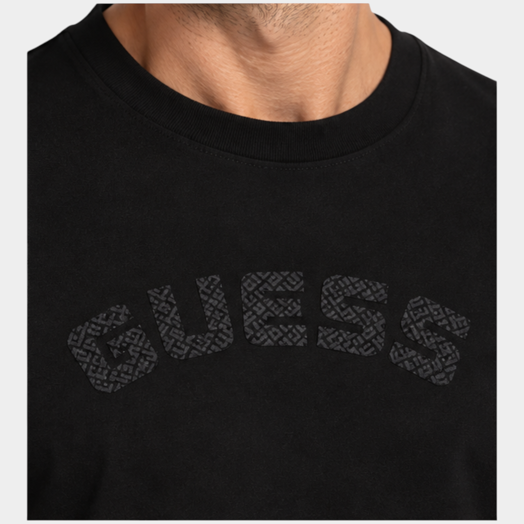 T-shirt logo petto uomo nero guess