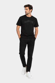 T-shirt logo petto uomo nero guess