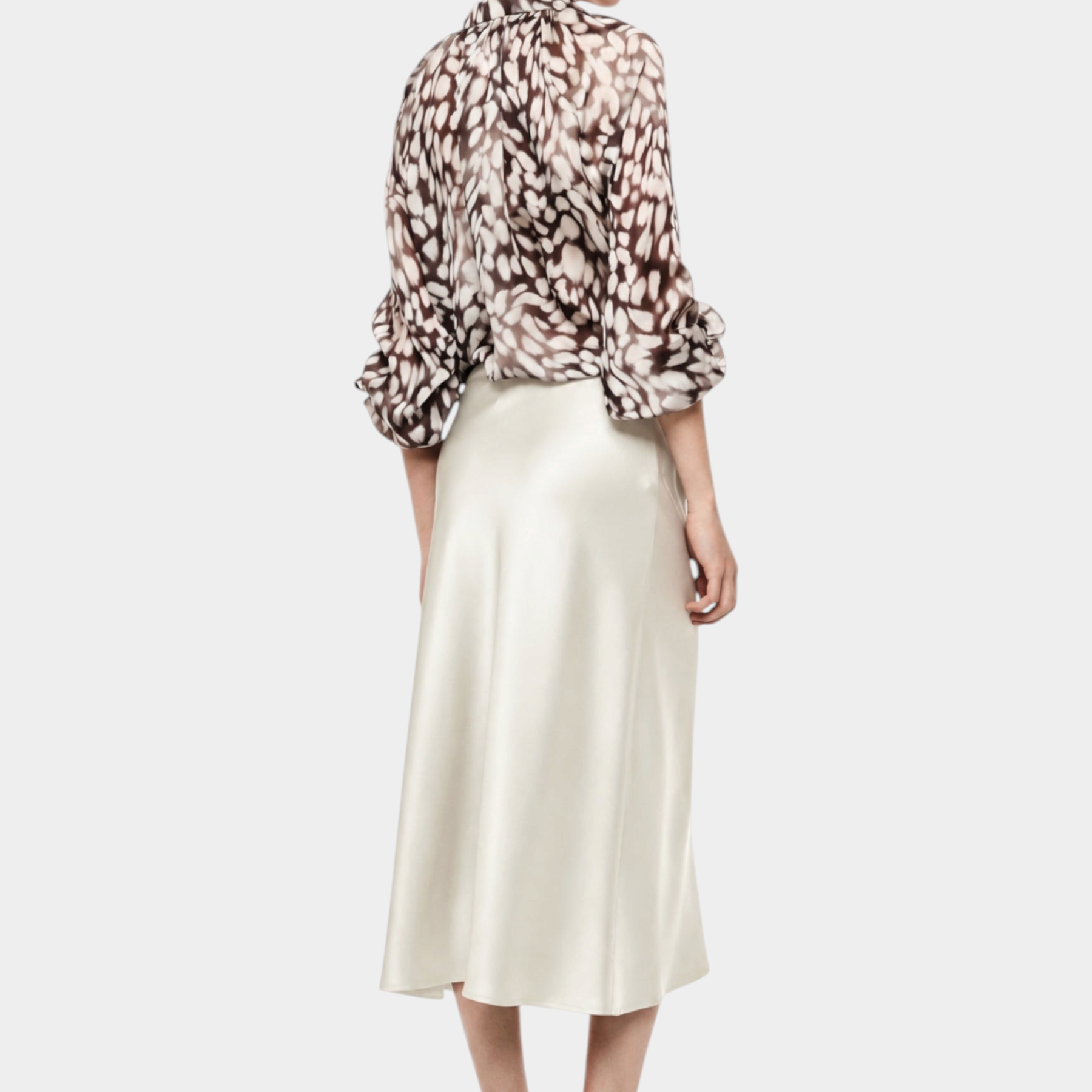 Gonna midi a vita alta con linea svasata donna avorio imperial - gonne