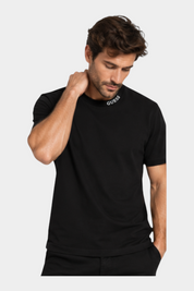 T-shirt logo collo uomo nero guess