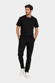 T-shirt logo collo uomo nero guess