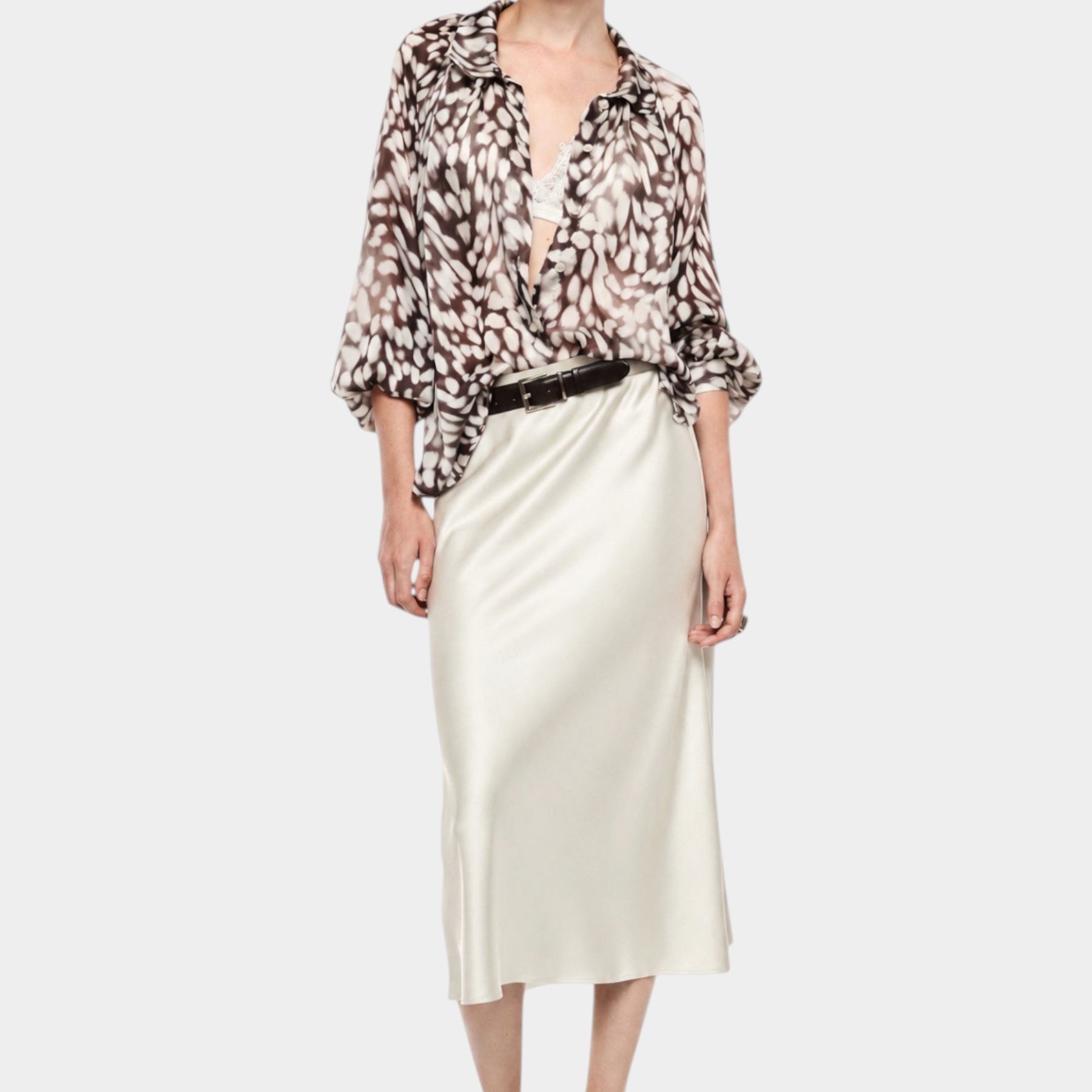 Gonna midi a vita alta con linea svasata donna avorio imperial - gonne