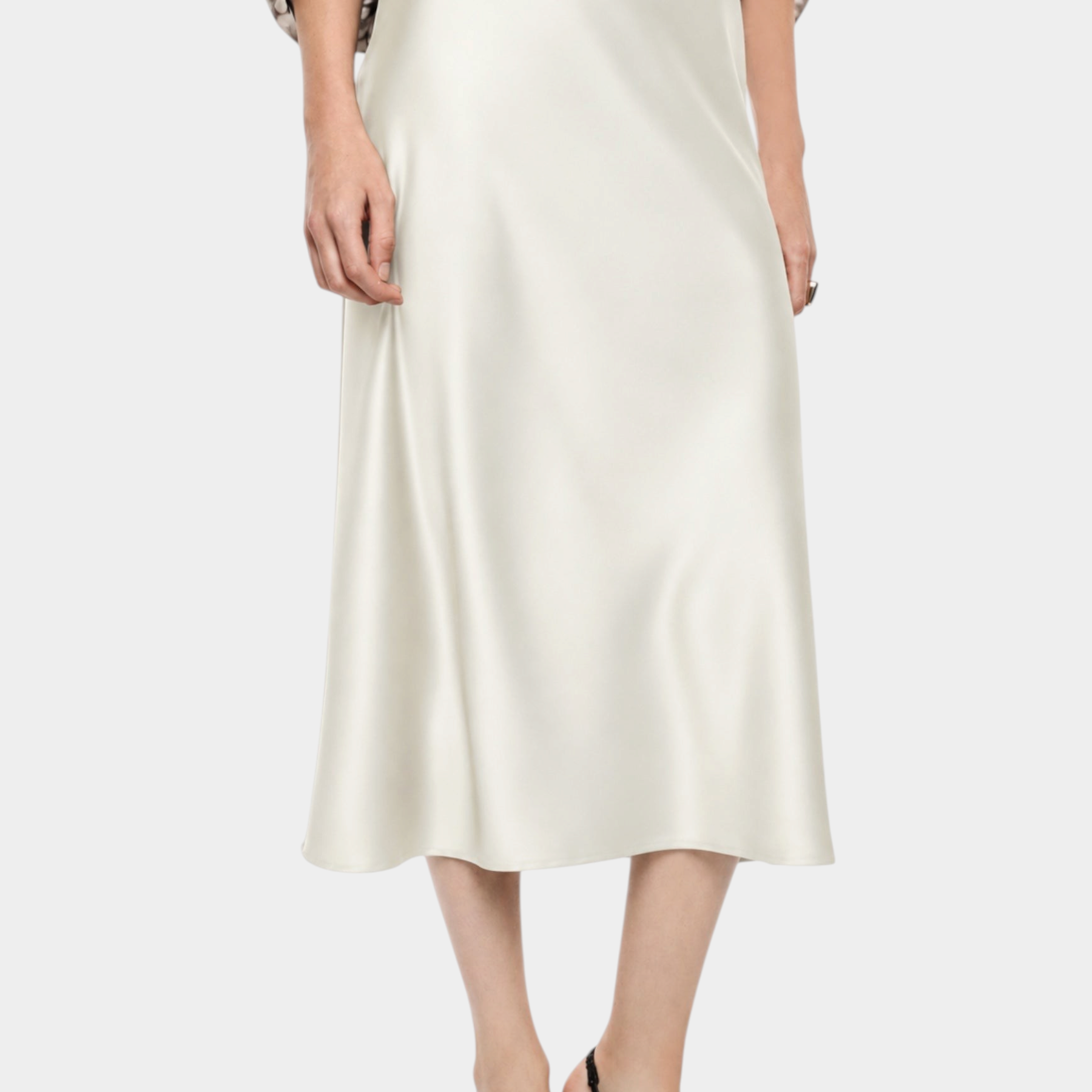 Gonna midi a vita alta con linea svasata donna avorio imperial - gonne