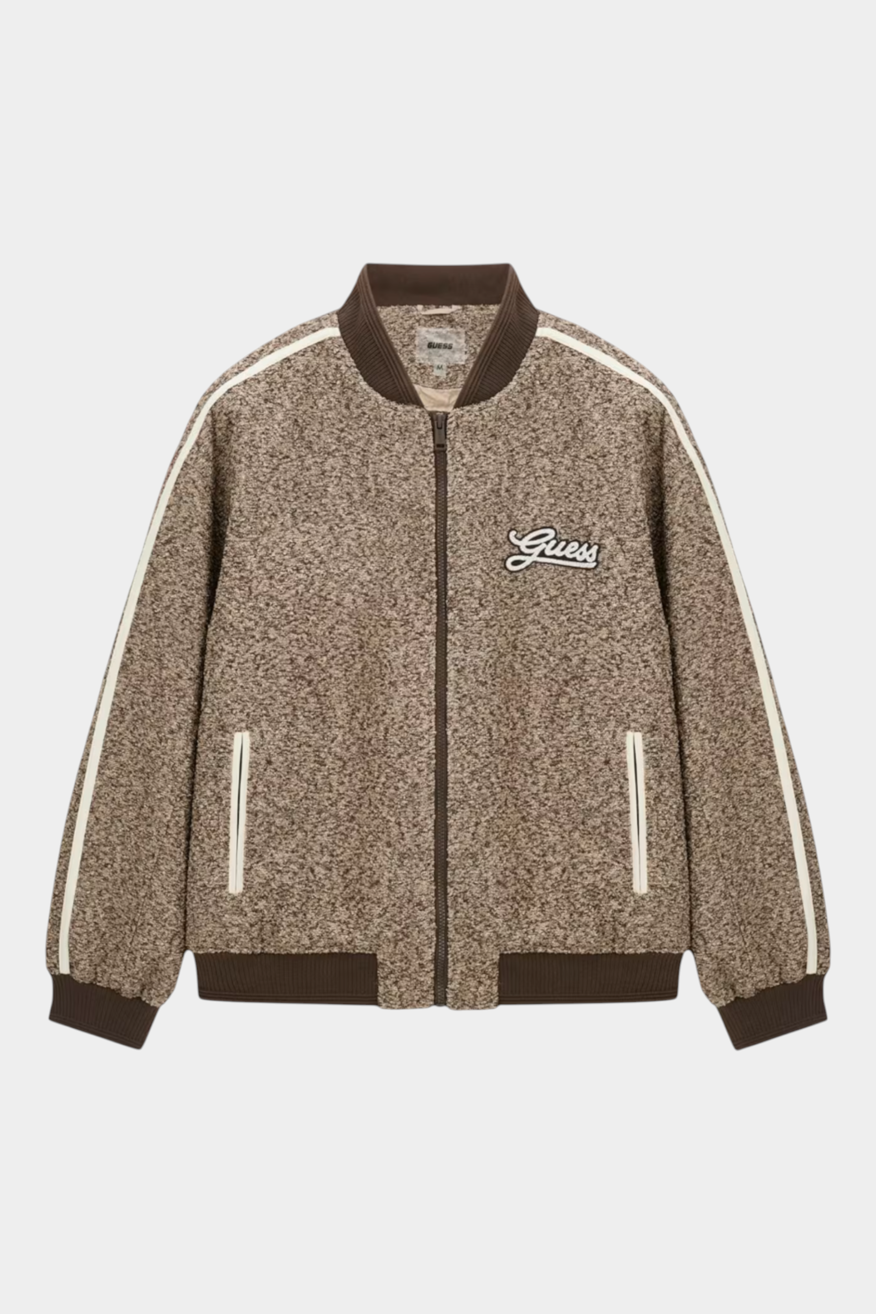 Giacca bomber full zip uomo marrone guess - felpe