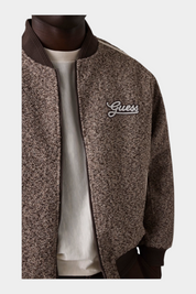 Giacca bomber full zip uomo marrone guess - felpe