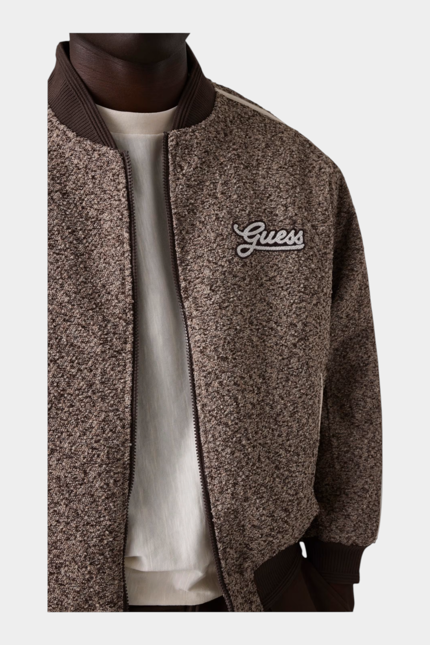 Giacca bomber full zip uomo marrone guess - felpe