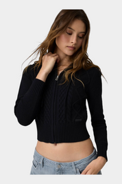 Maglione con zip in misto lana donna nero guess - maglie