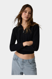 Maglione con zip in misto lana donna nero guess - maglie