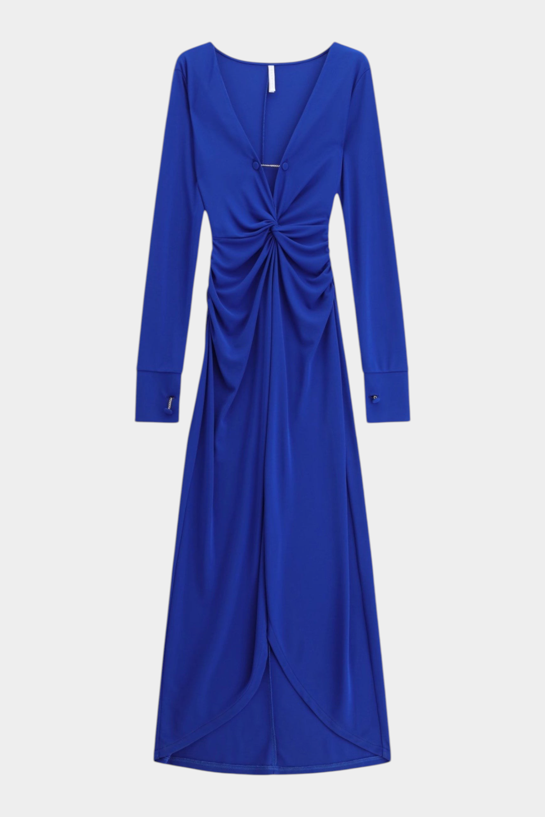 Abito lungo arricciato con spacco frontale donna blu imperial - abiti