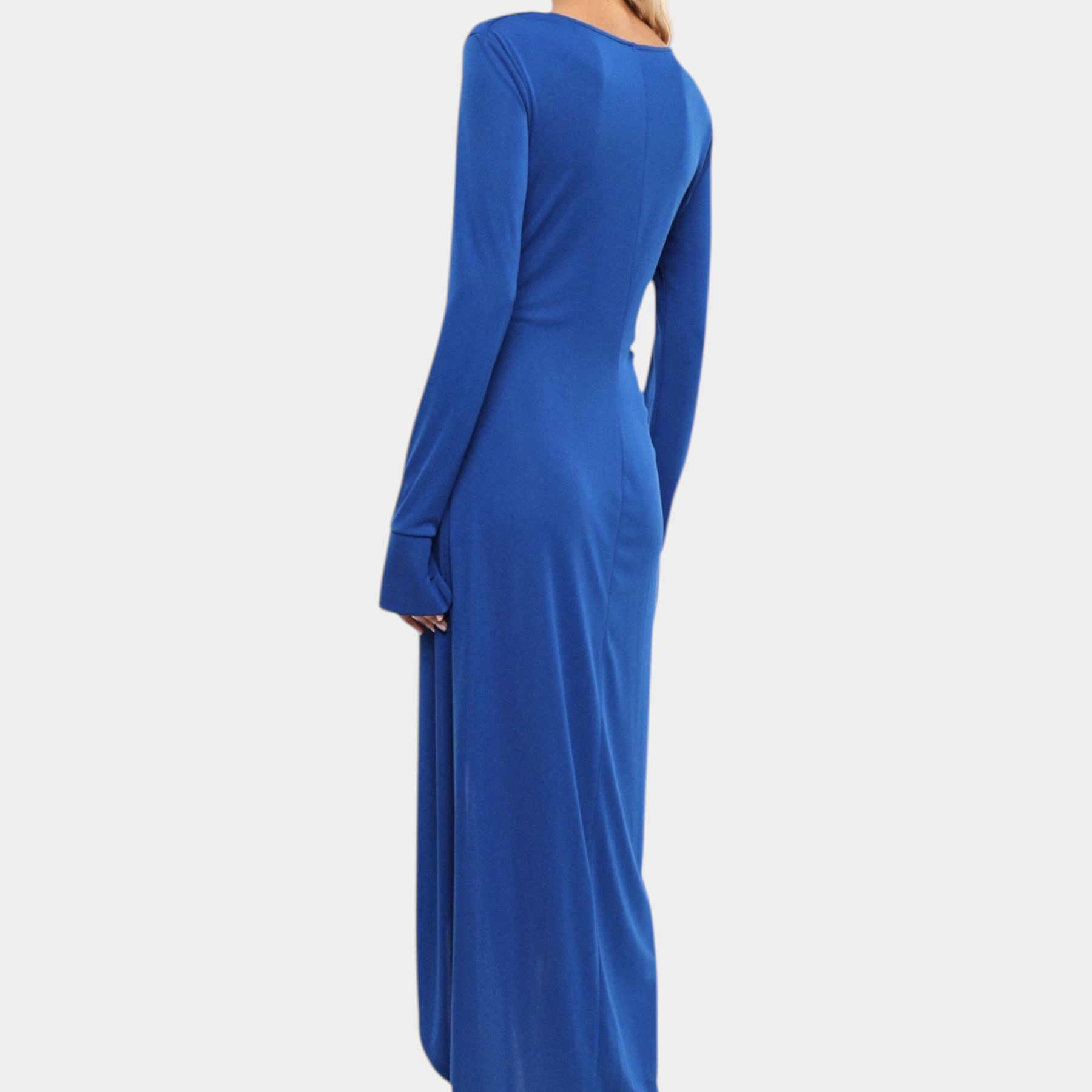 Abito lungo arricciato con spacco frontale donna blu imperial - abiti