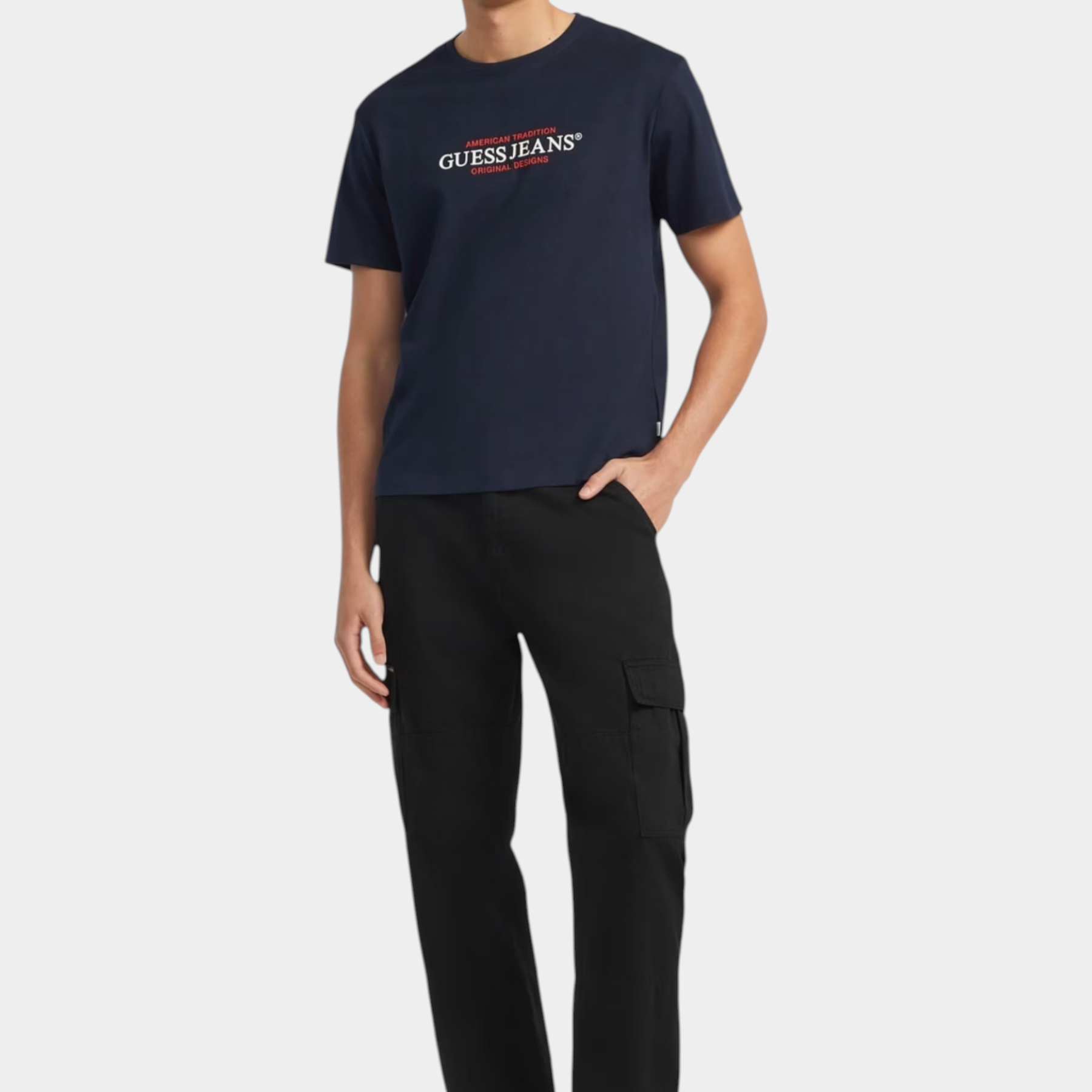 Pantalone chino cargo uomo nero guess - pantaloni