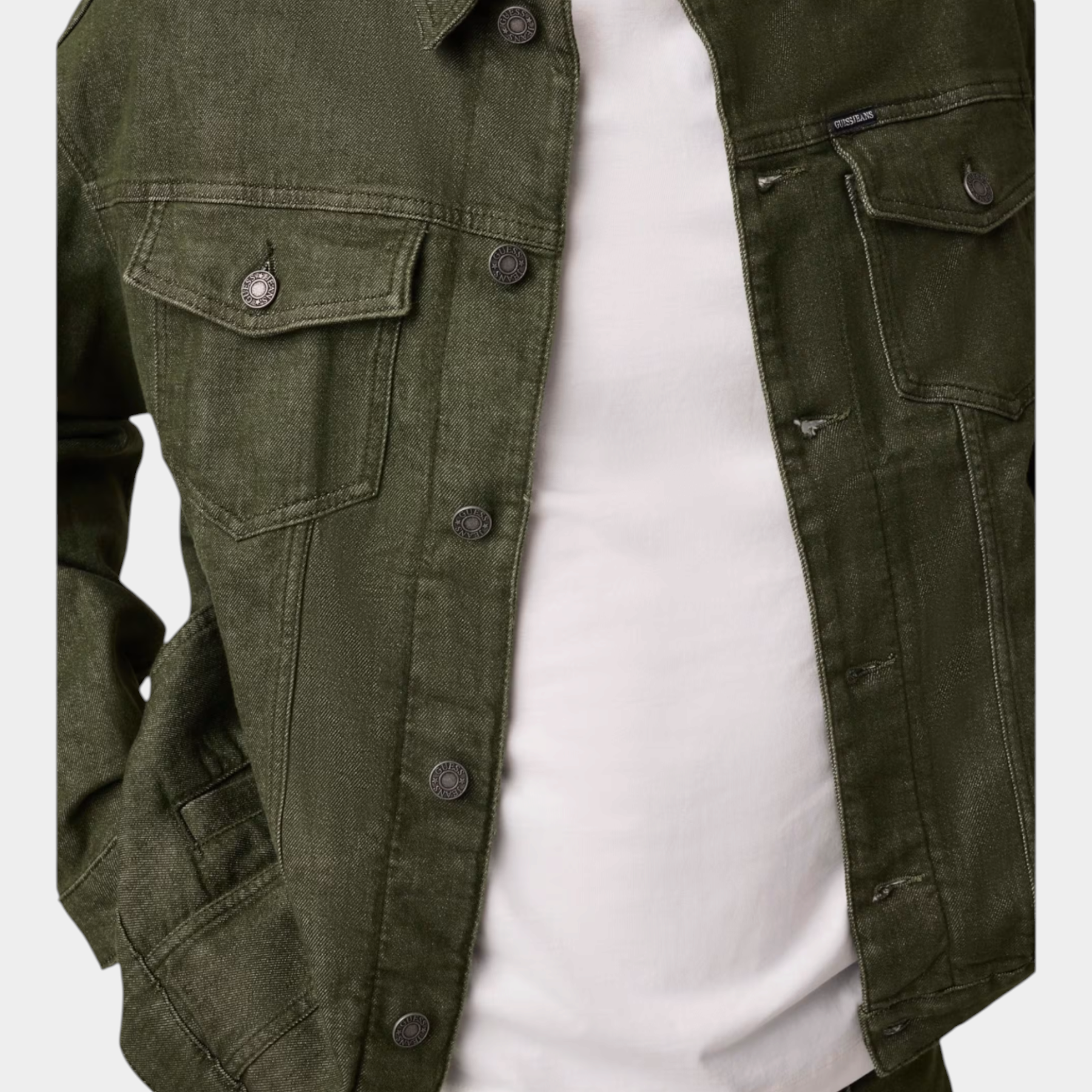 Giacca in denim oversize uomo verde guess - giacche