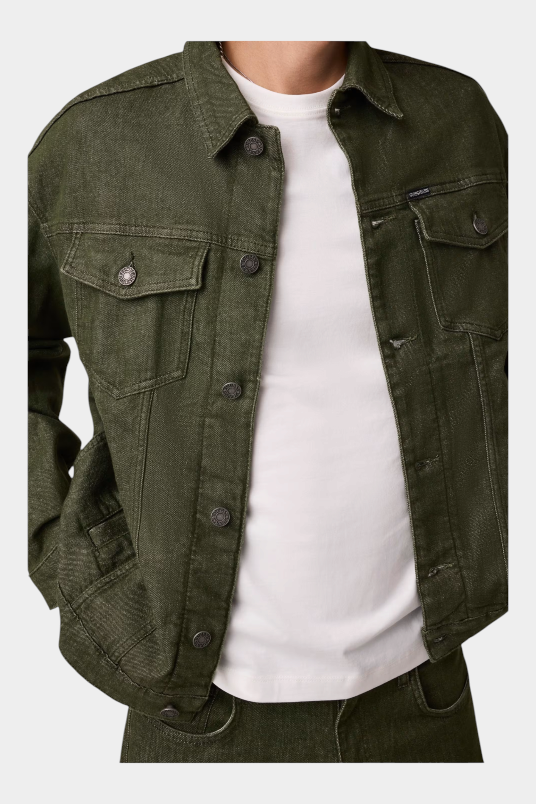 Giacca in denim oversize uomo verde guess - giacche