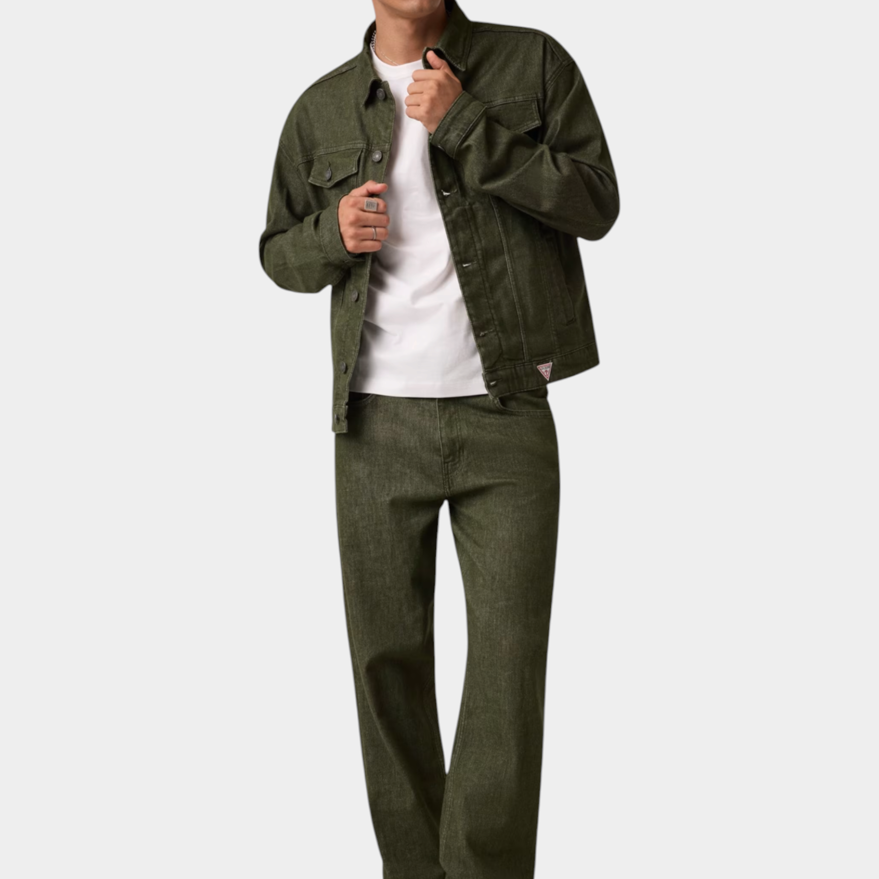 Giacca in denim oversize uomo verde guess - giacche