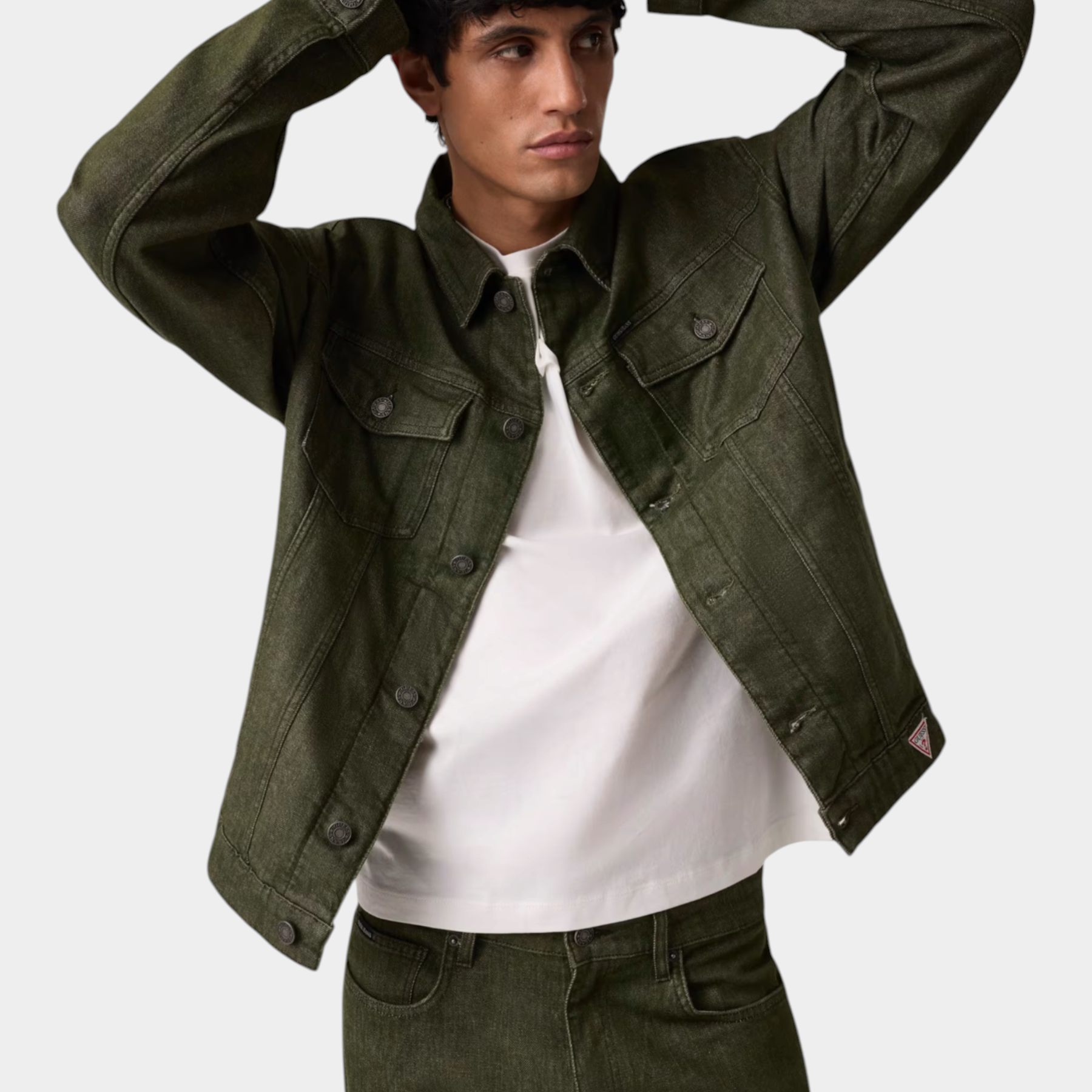 Giacca in denim oversize uomo verde guess - giacche