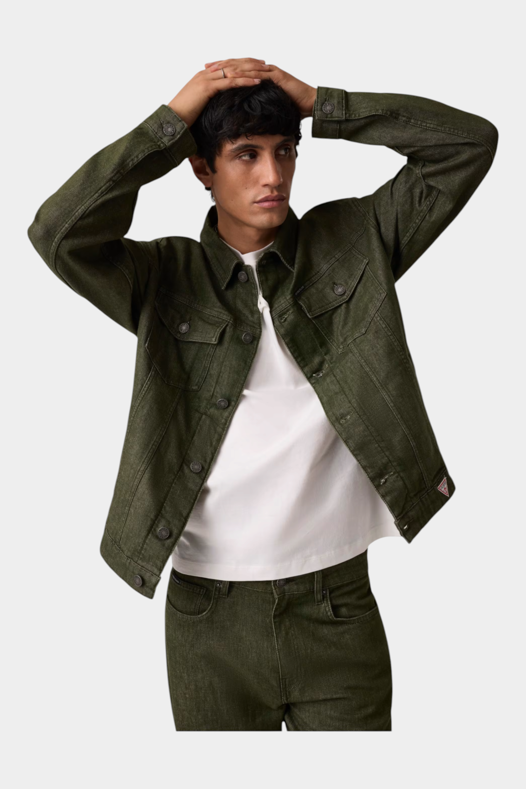 Giacca in denim oversize uomo verde guess - giacche