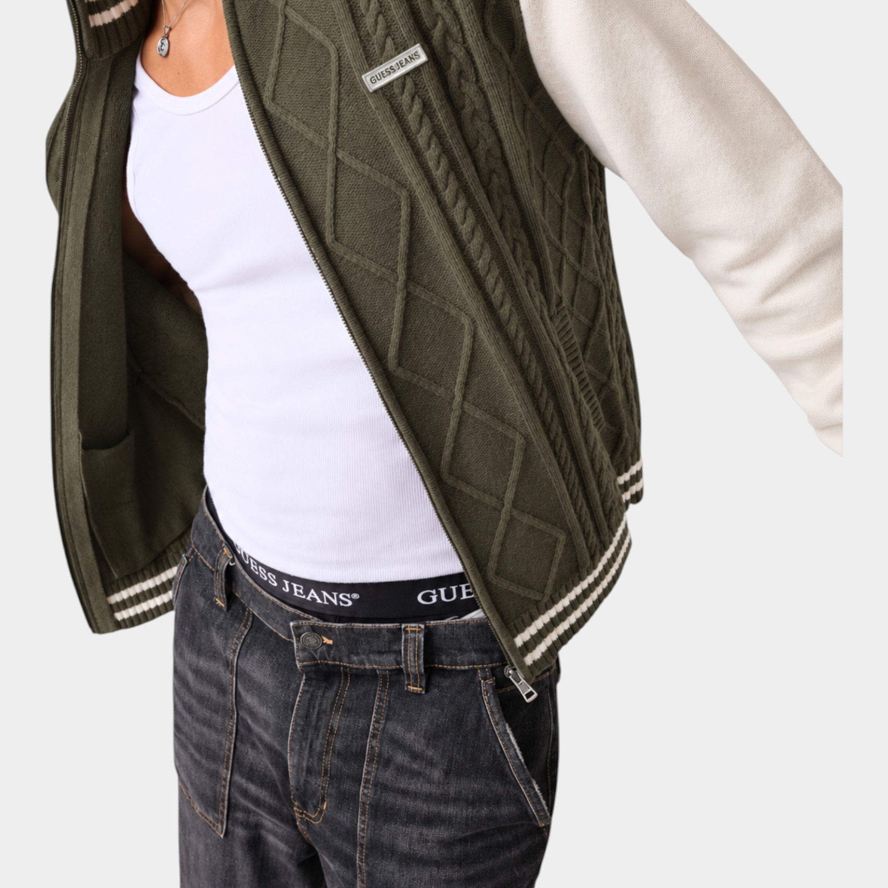 Maglione bomber uomo verde guess - maglie