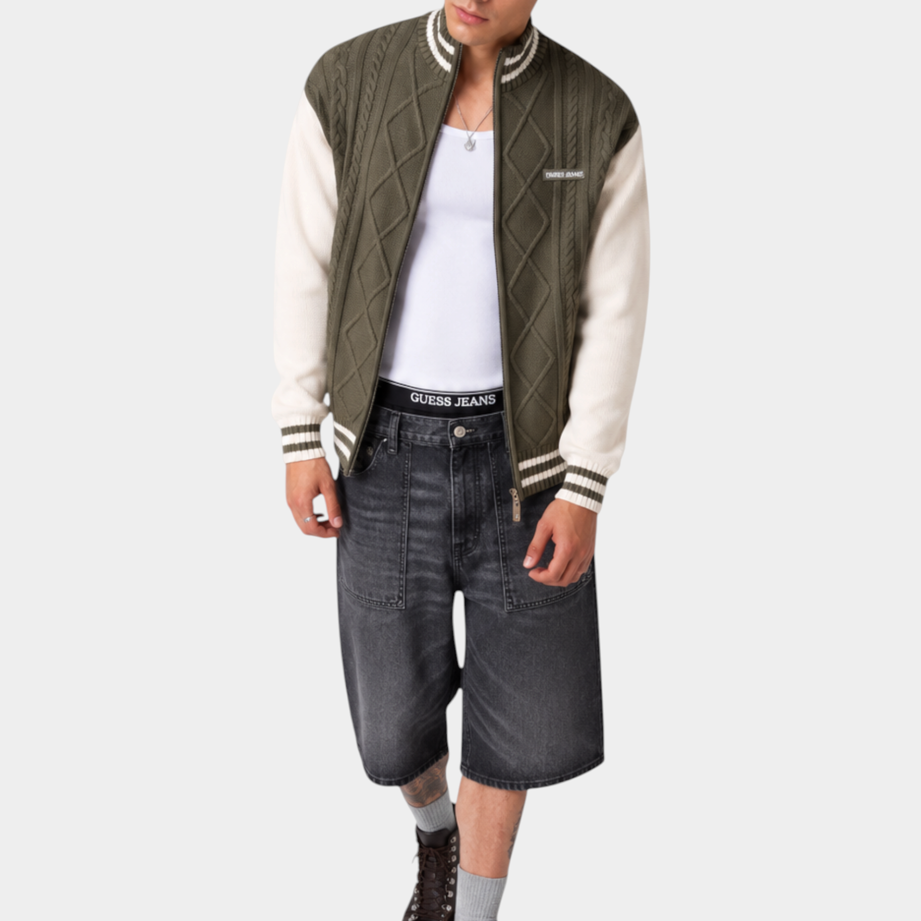 Maglione bomber uomo verde guess - maglie