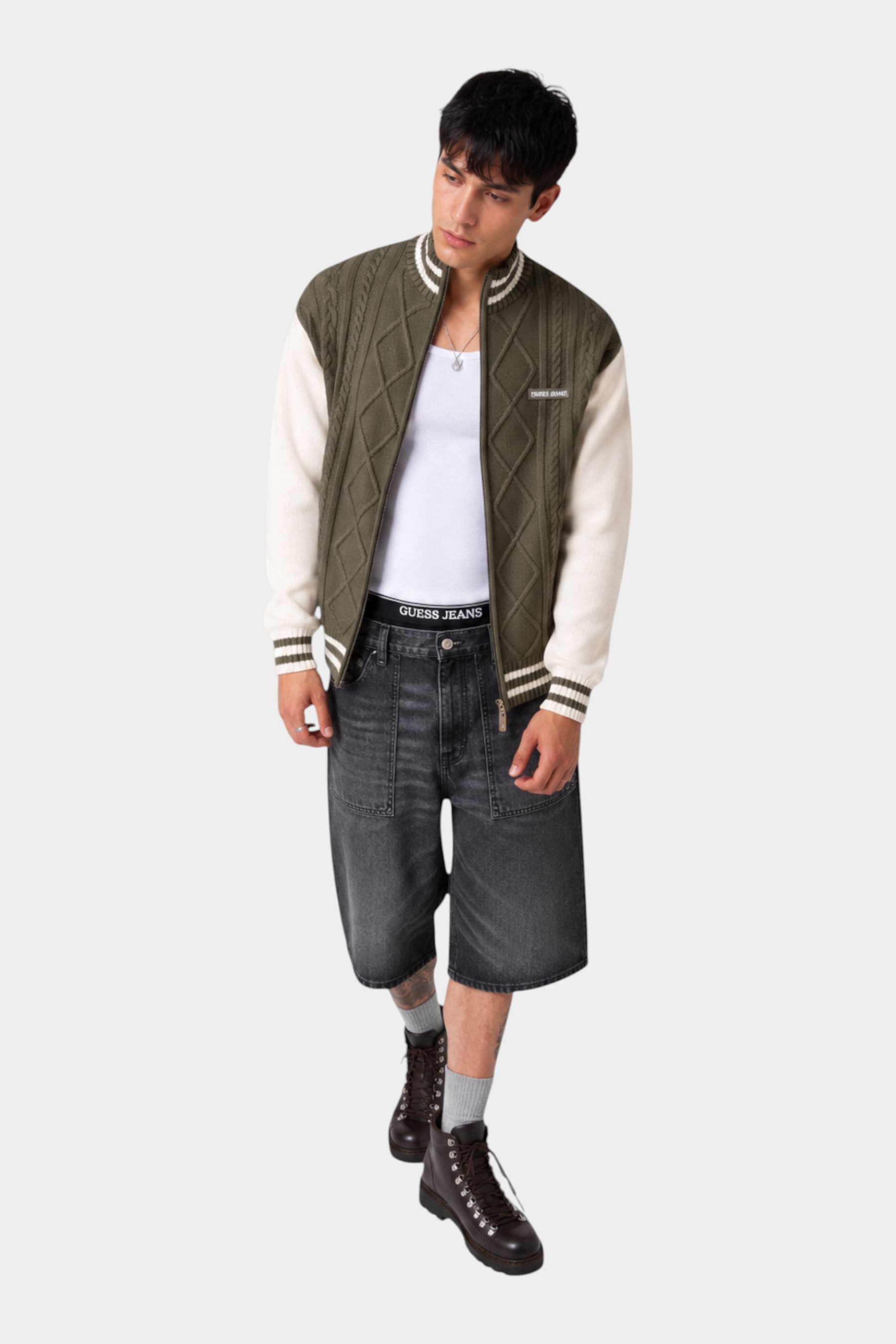 Maglione bomber uomo verde guess - maglie