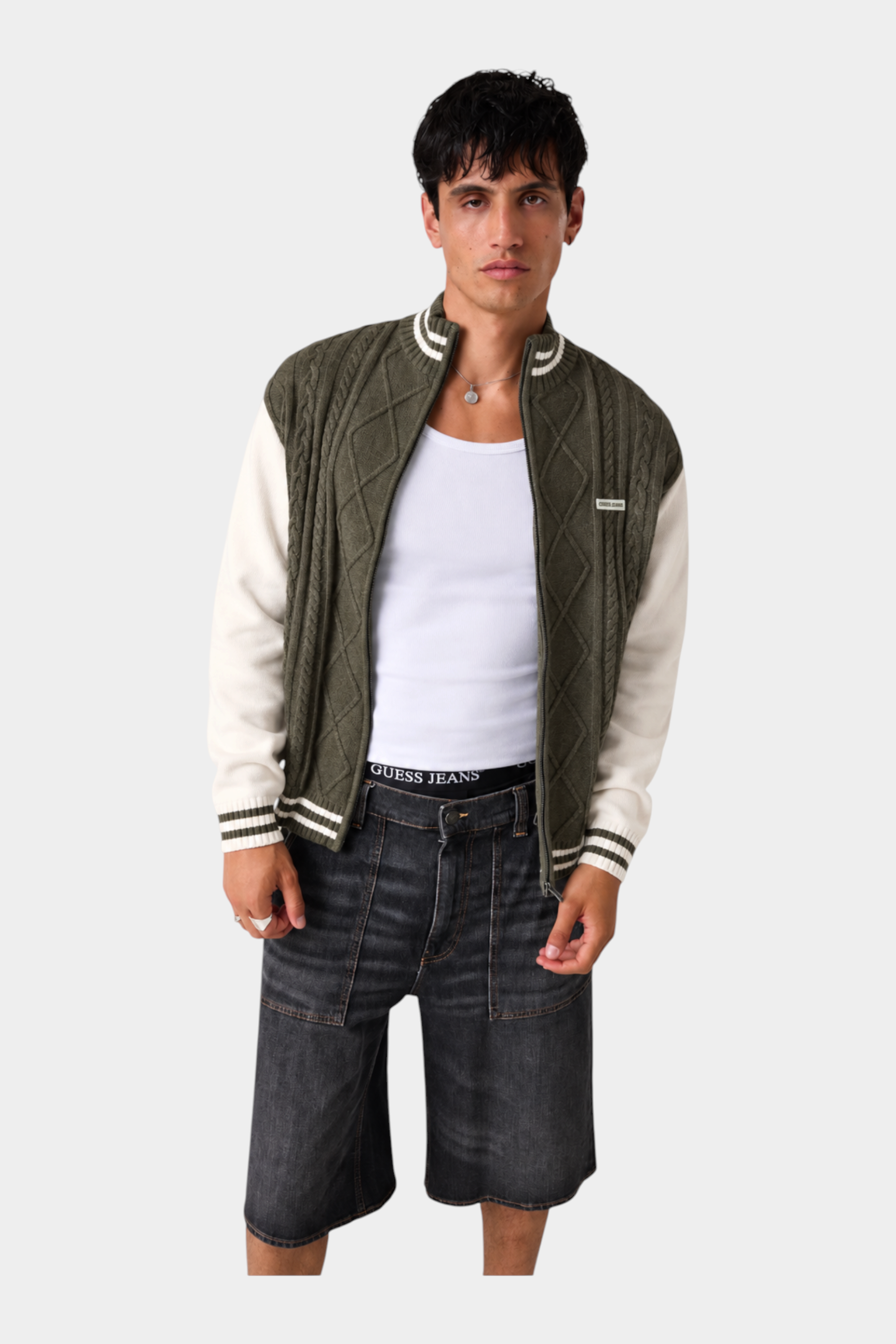 Maglione bomber uomo verde guess - maglie