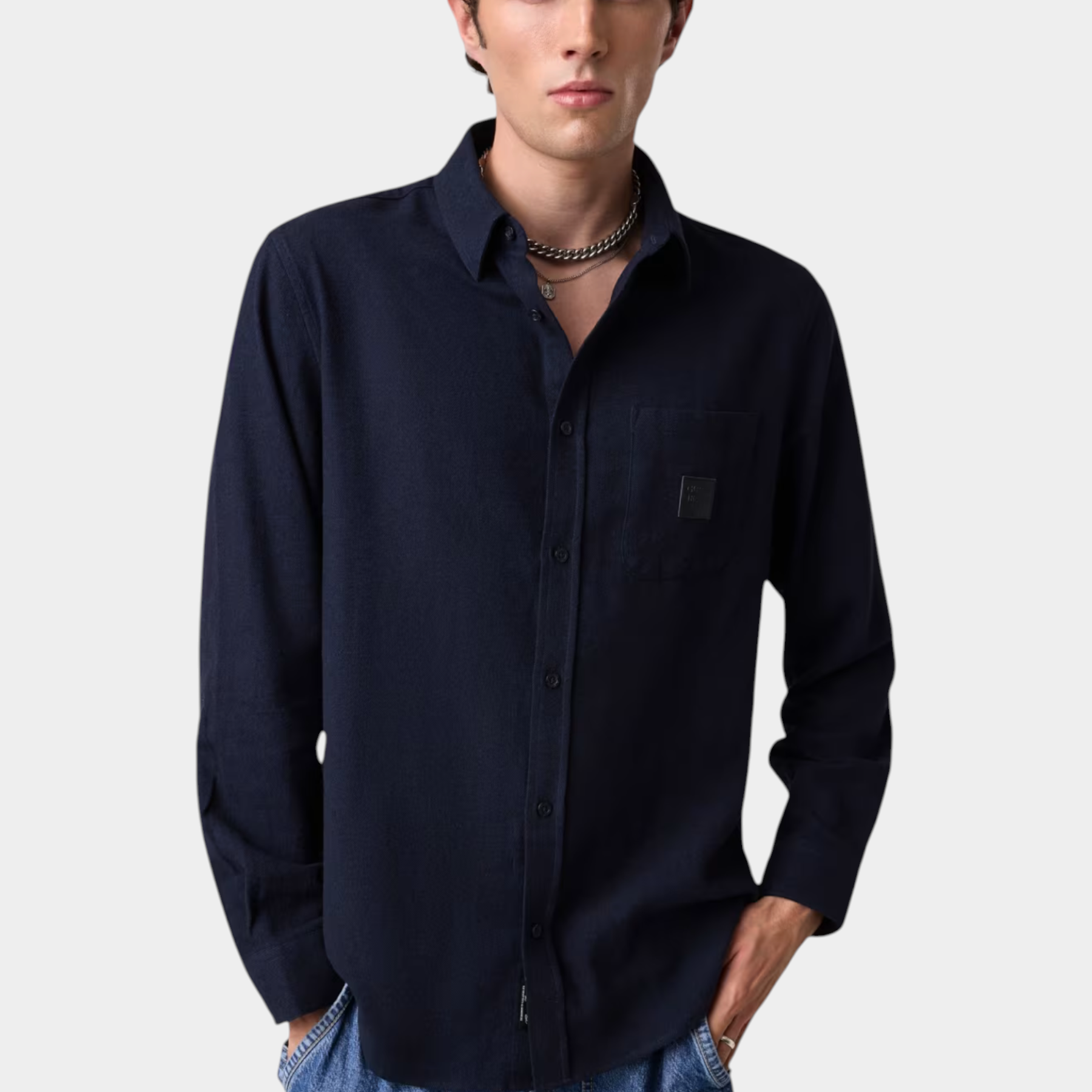 Camicia in flanella uomo blu guess - camicie