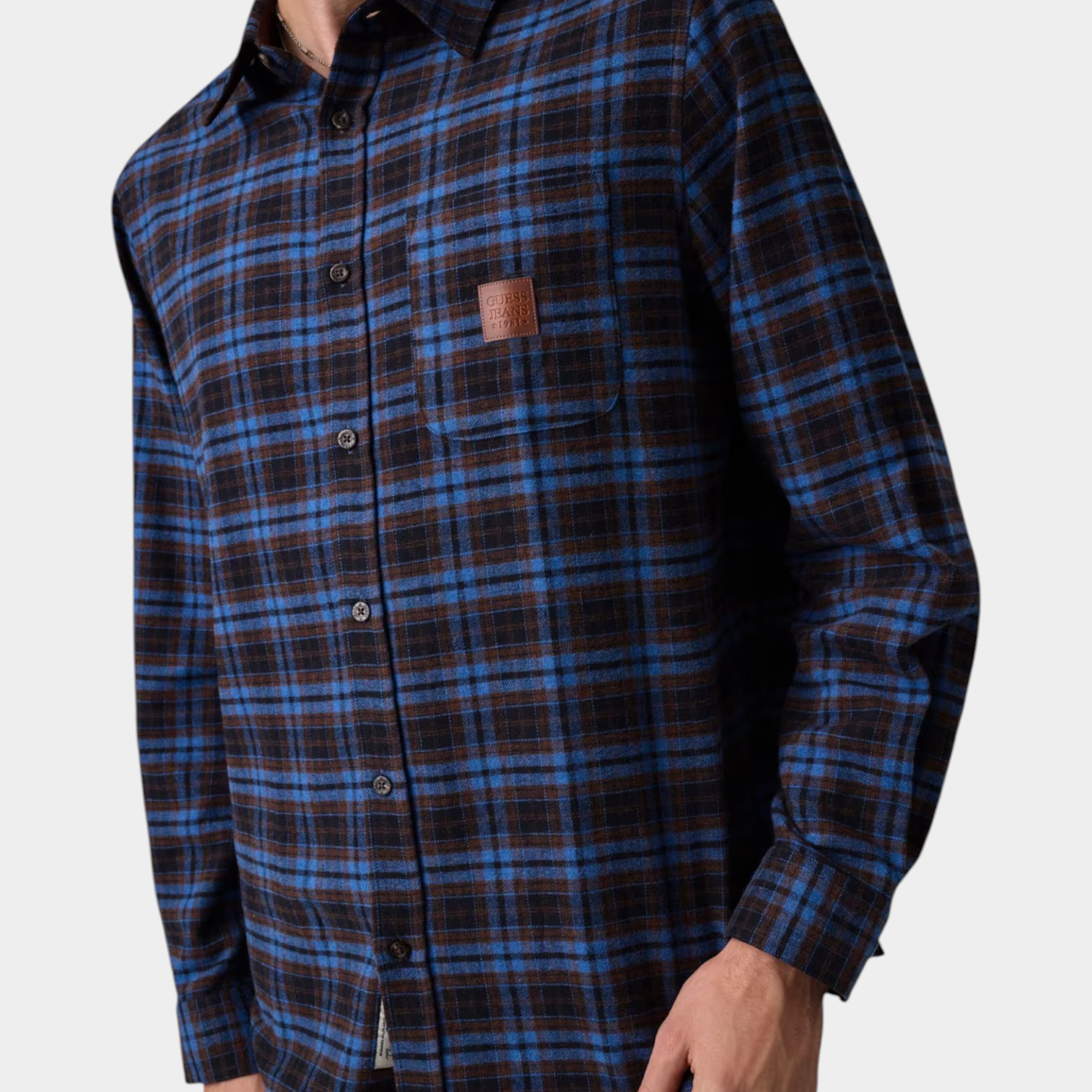 Camicia in flanella uomo blu guess - camicie