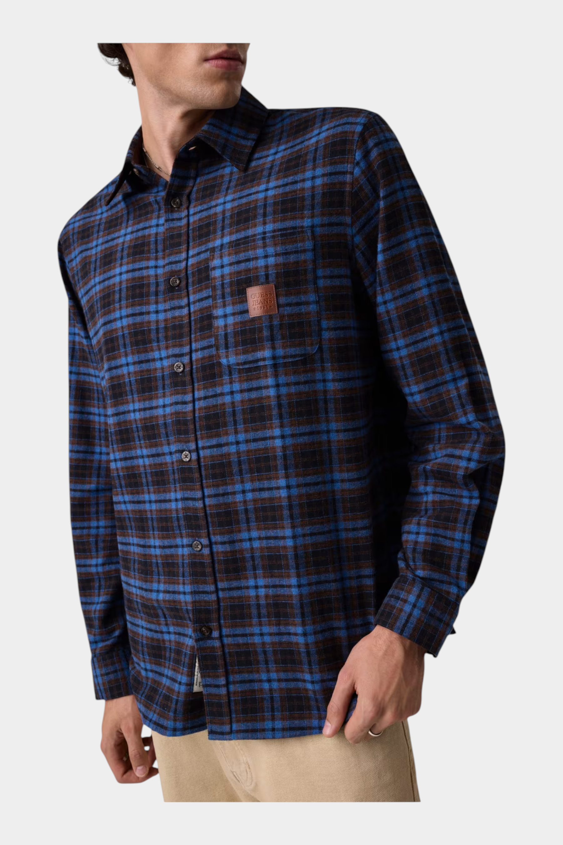 Camicia in flanella uomo blu guess - camicie