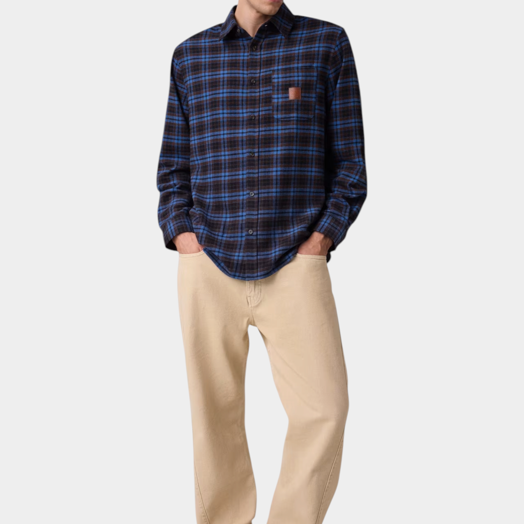 Camicia in flanella uomo blu guess - camicie