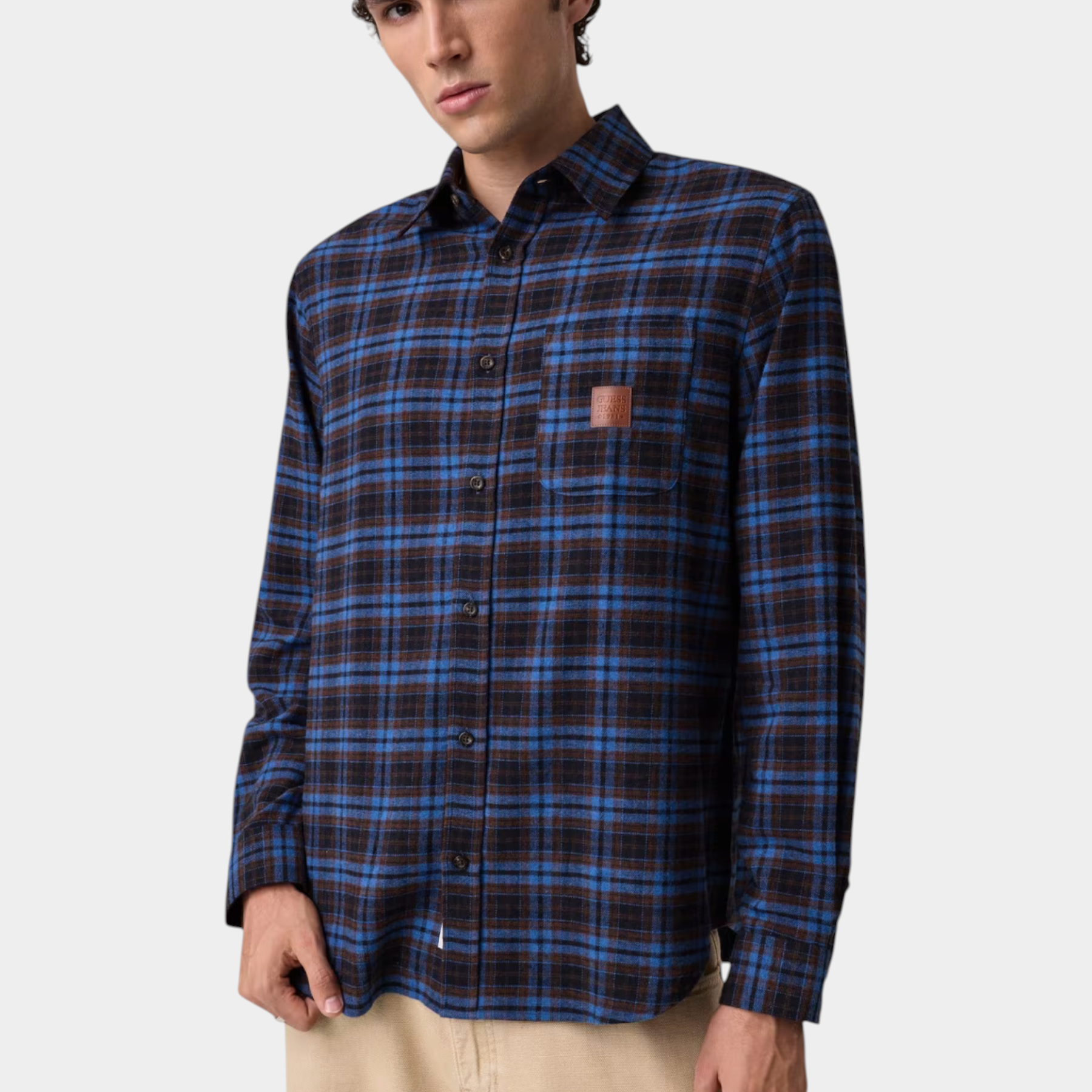 Camicia in flanella uomo blu guess - camicie