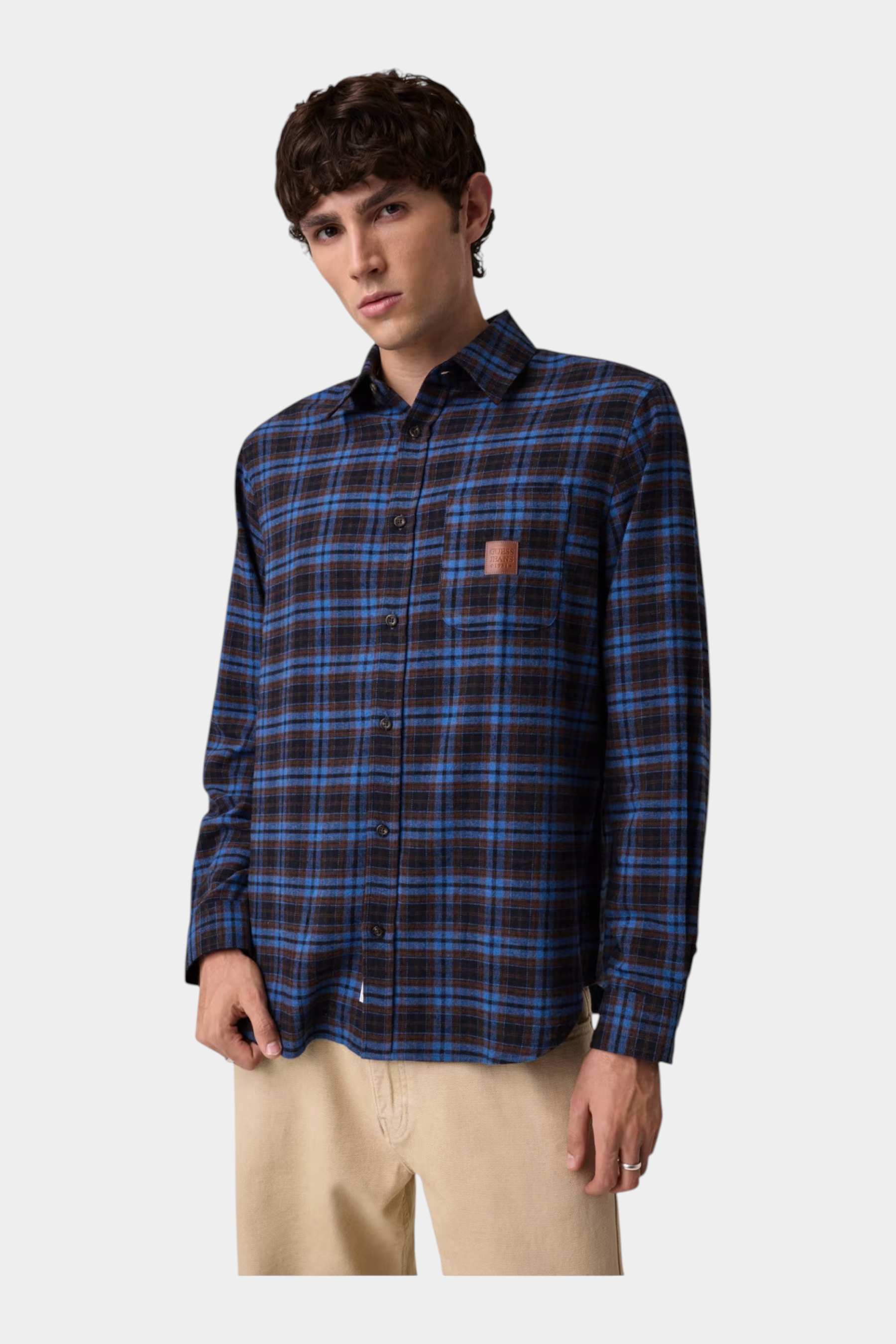 Camicia in flanella uomo blu guess - camicie