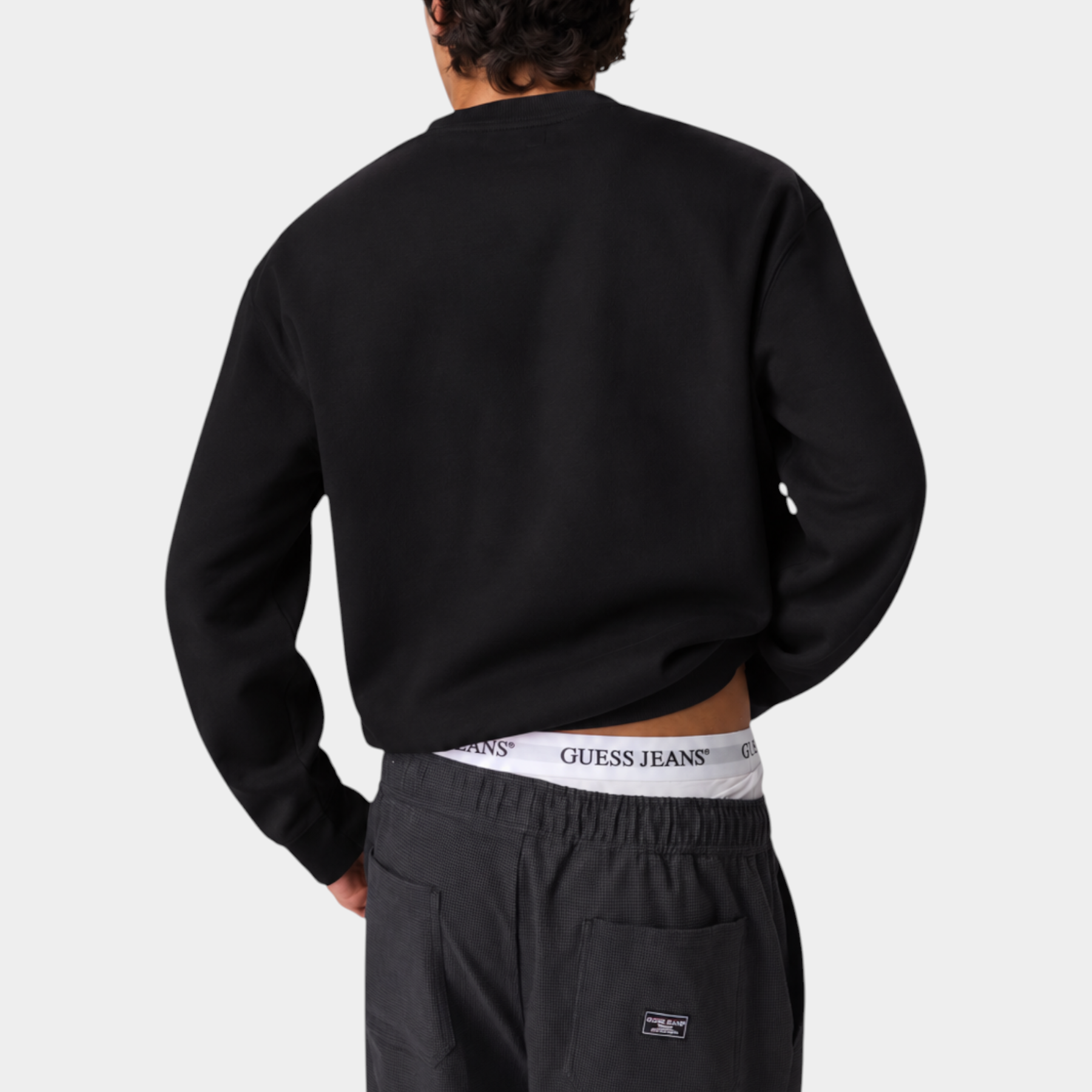 Felpa girocollo con logo uomo nero guess - felpe
