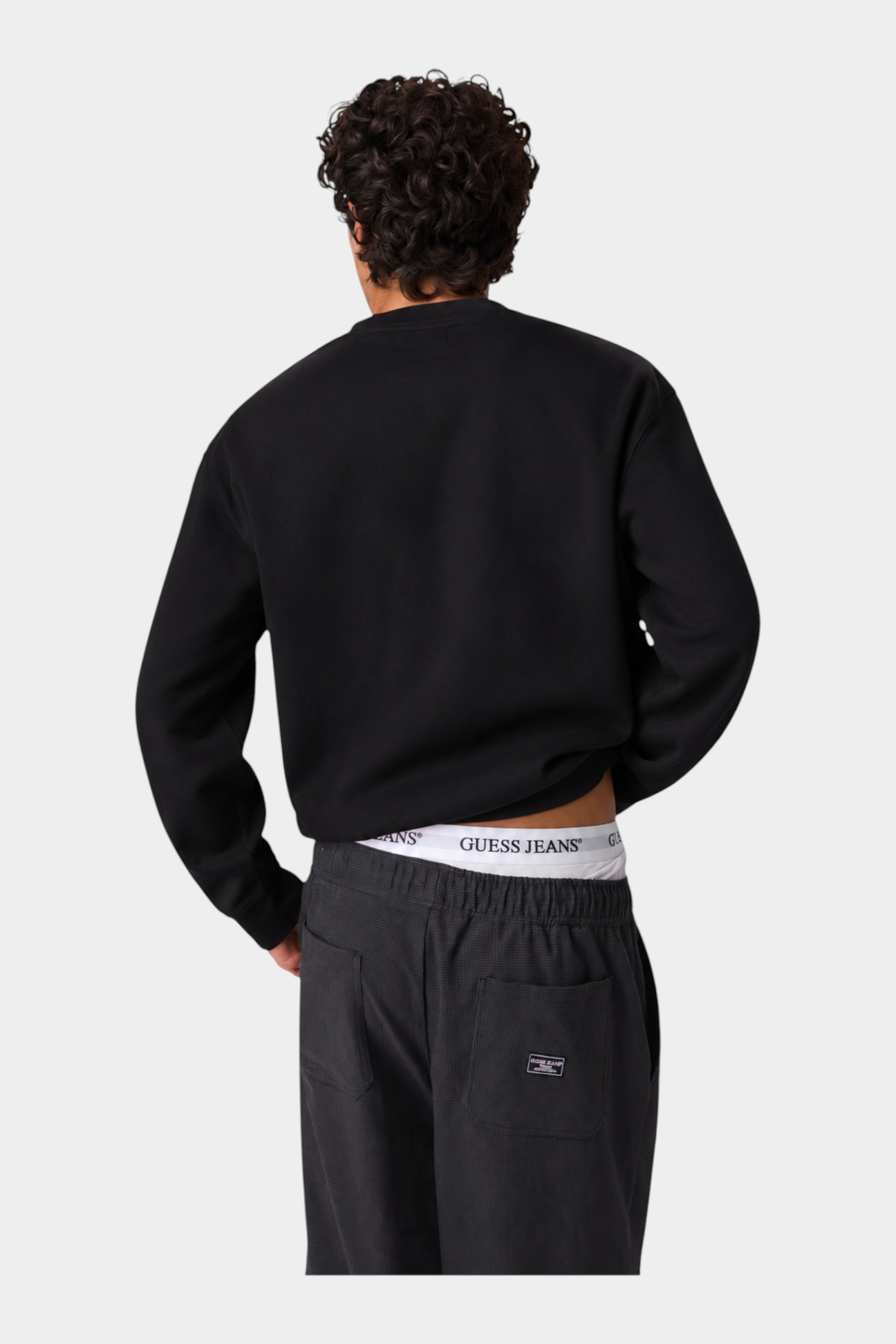 Felpa girocollo con logo uomo nero guess - felpe