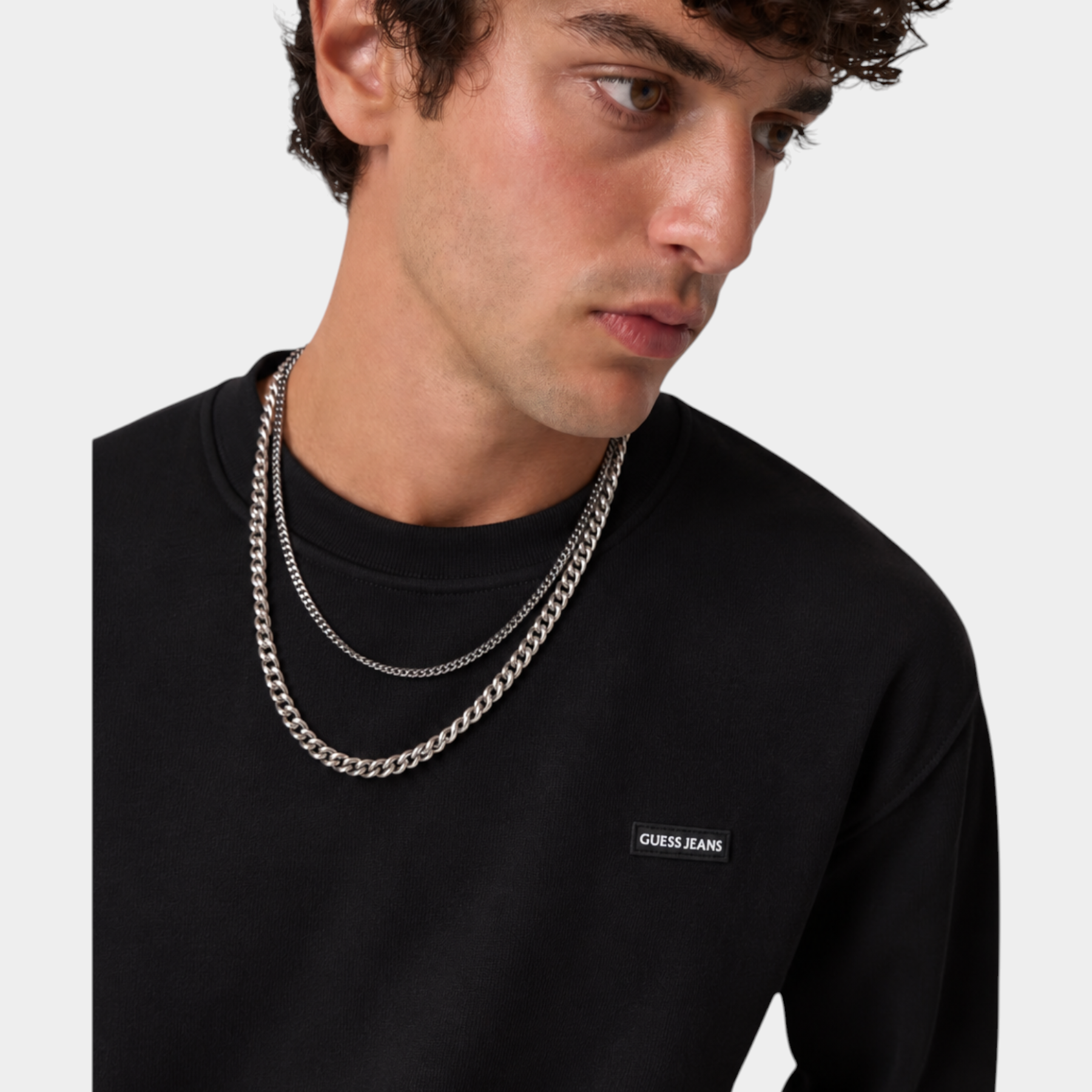 Felpa girocollo con logo uomo nero guess - felpe