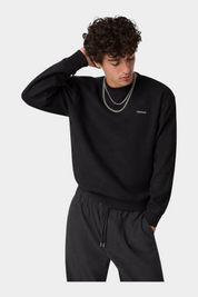 Felpa girocollo con logo uomo nero guess - felpe