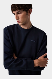 Felpa girocollo con logo uomo blu guess - felpe
