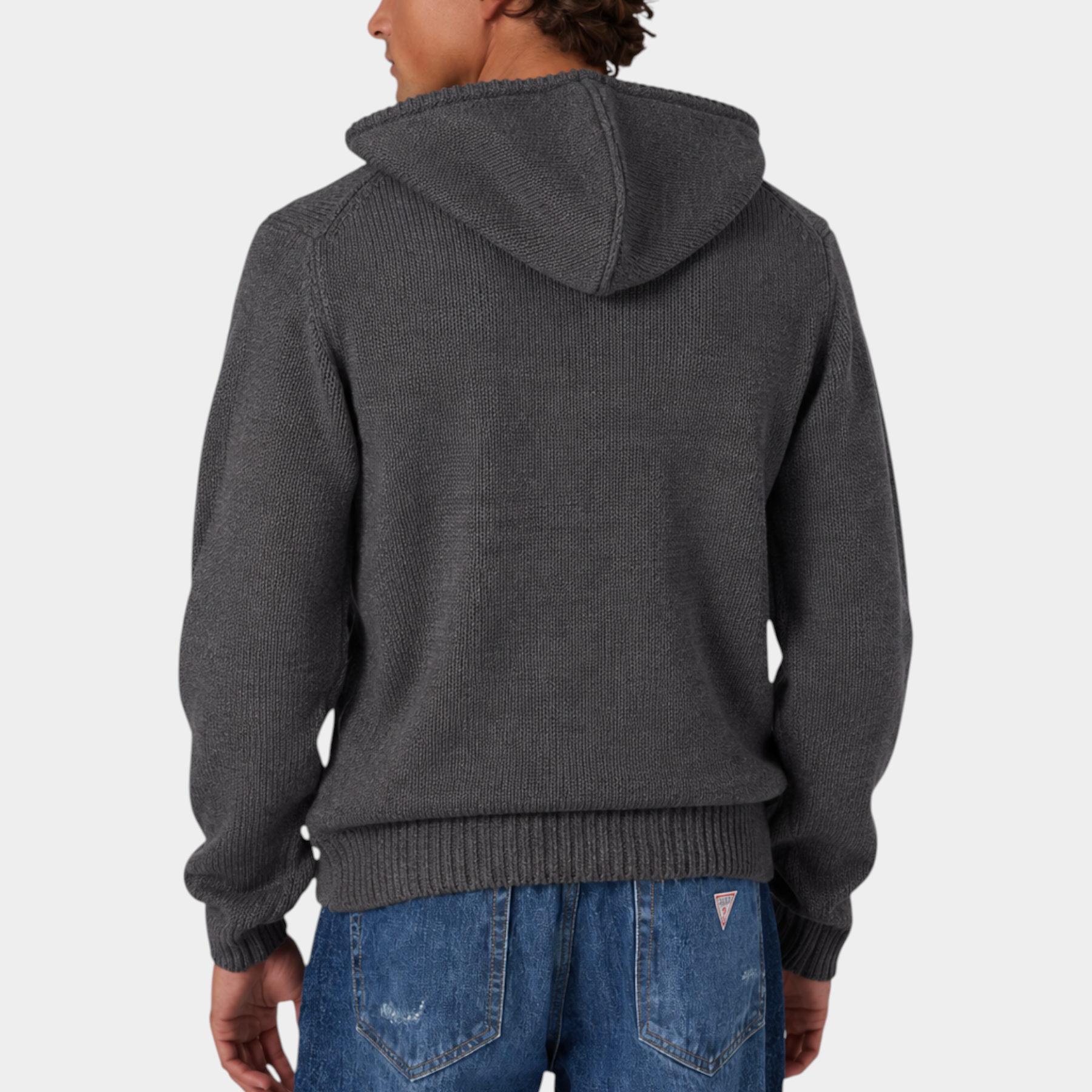 Felpa con cappuccio logo ricamato uomo grigio guess - felpe