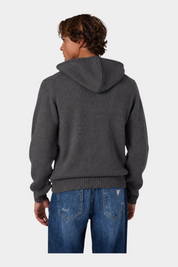 Felpa con cappuccio logo ricamato uomo grigio guess - felpe