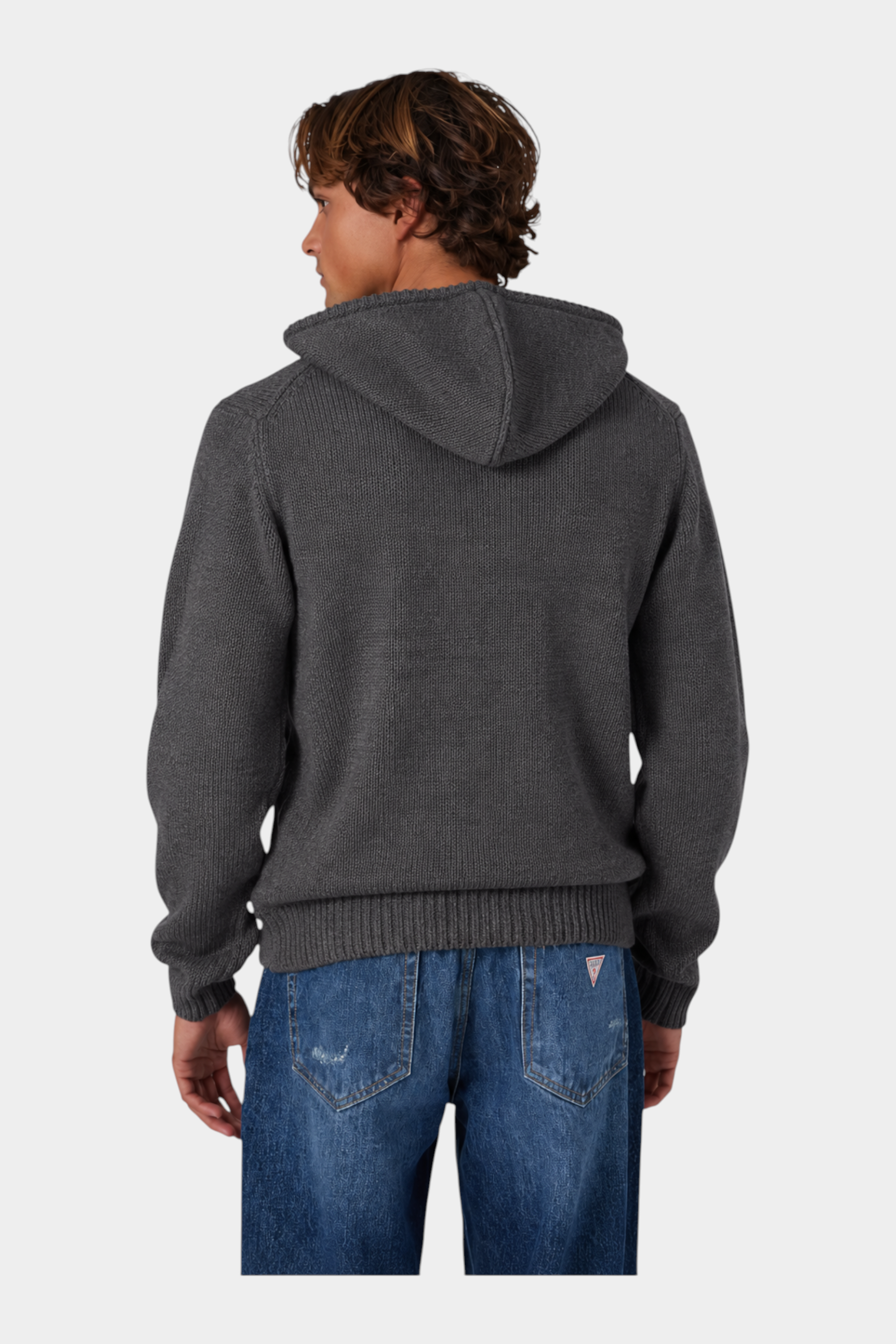 Felpa con cappuccio logo ricamato uomo grigio guess - felpe