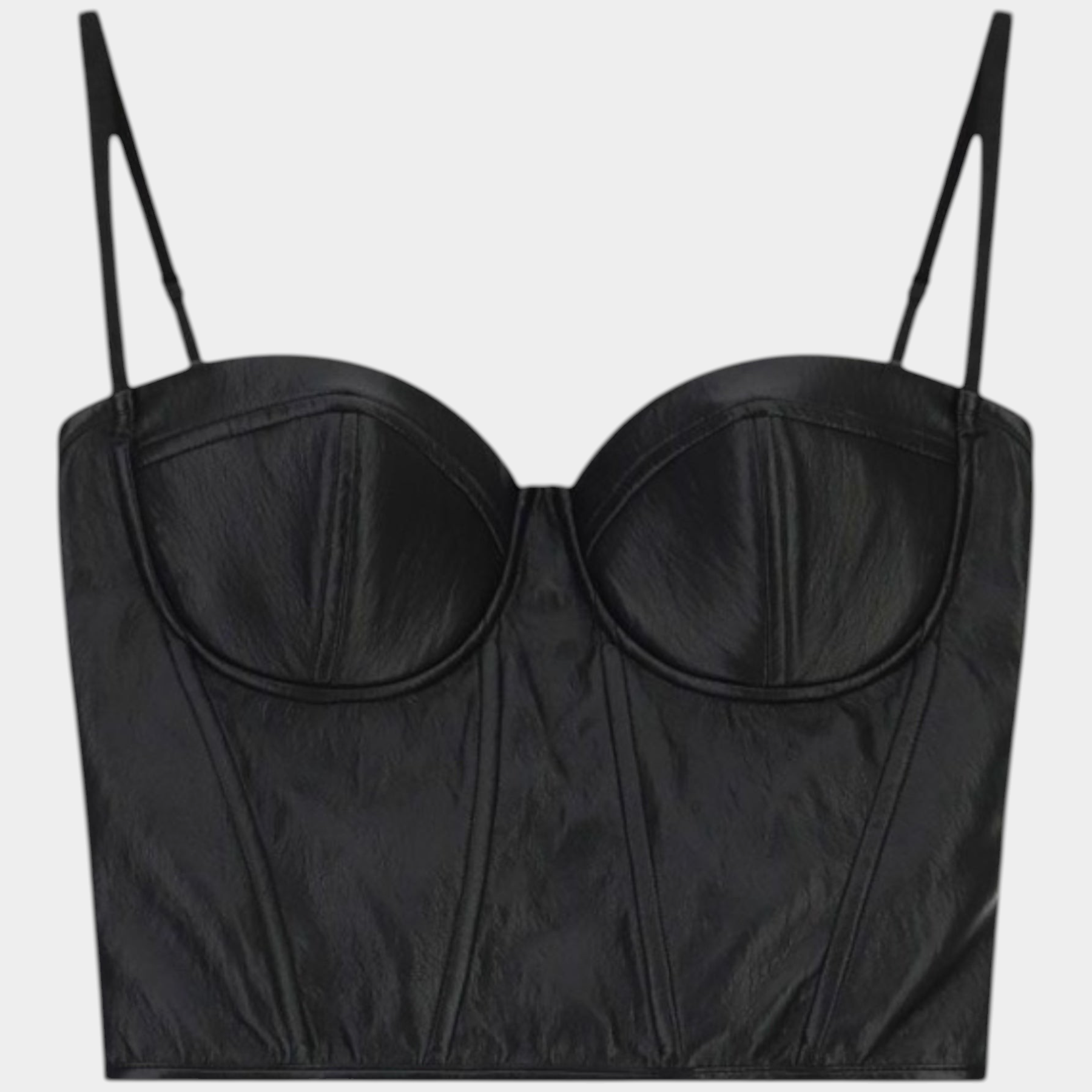 Top bustier con spalline e taglio strutturato donna nero imperial