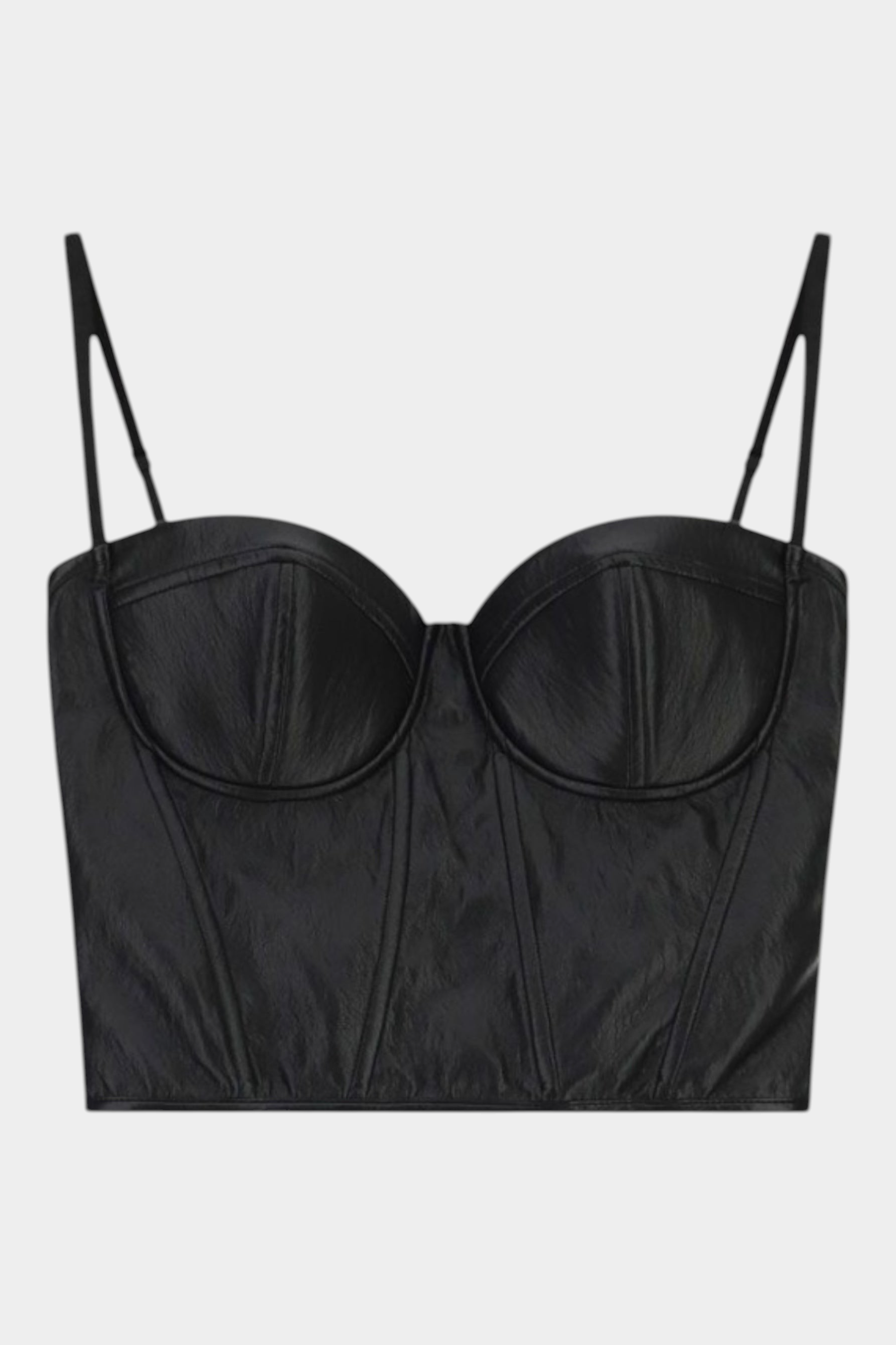Top bustier con spalline e taglio strutturato donna nero imperial