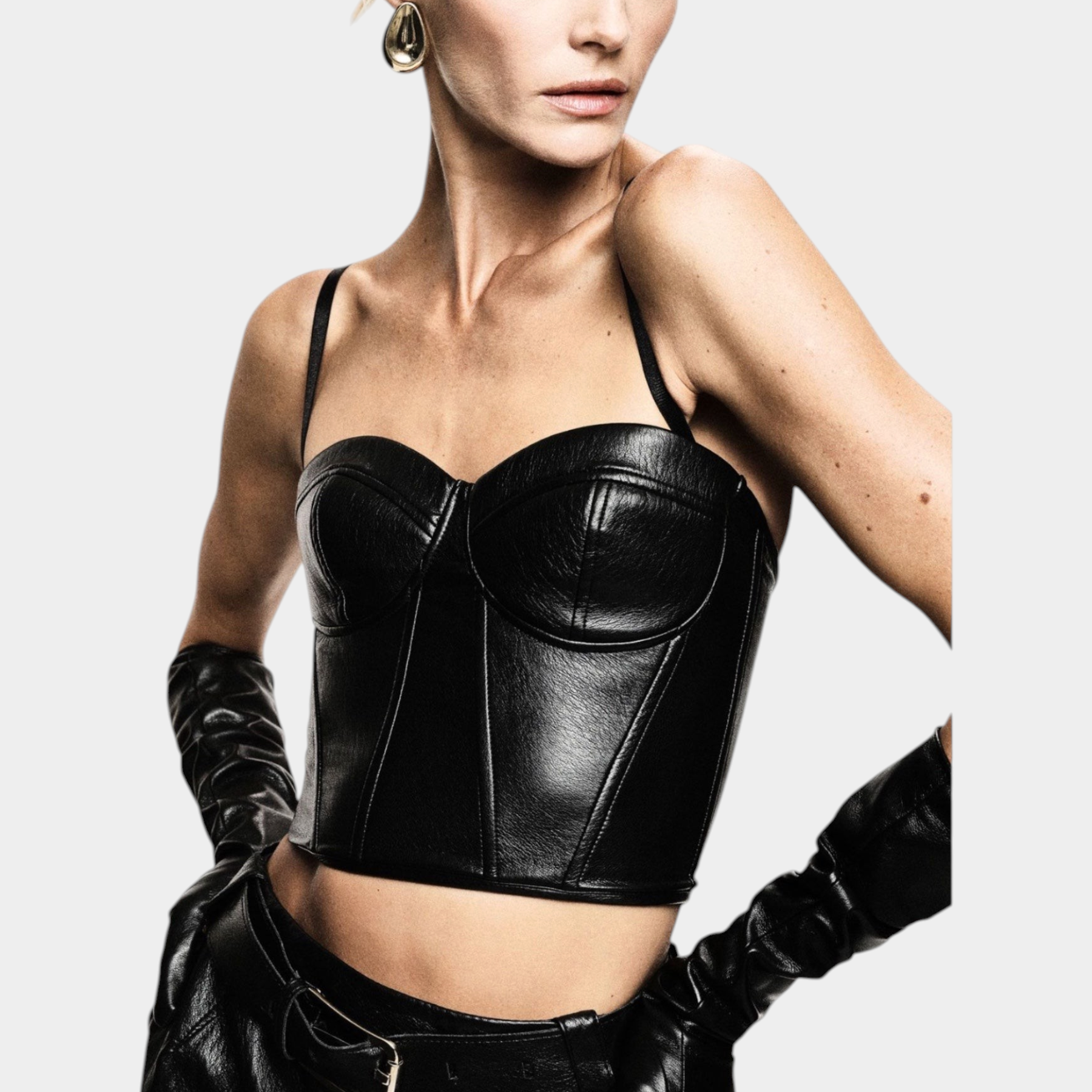Top bustier con spalline e taglio strutturato donna nero imperial