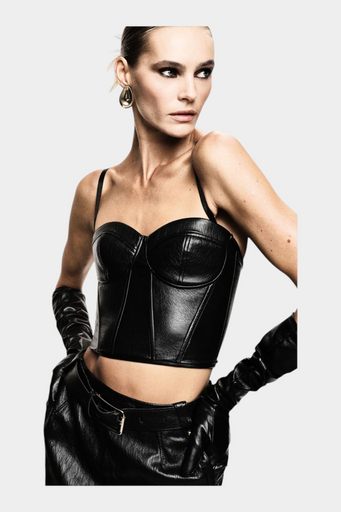 Top bustier con spalline e taglio strutturato donna nero imperial