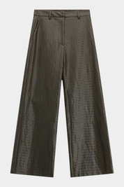 Pantaloni palazzo stampati vita alta donna marrone imperial