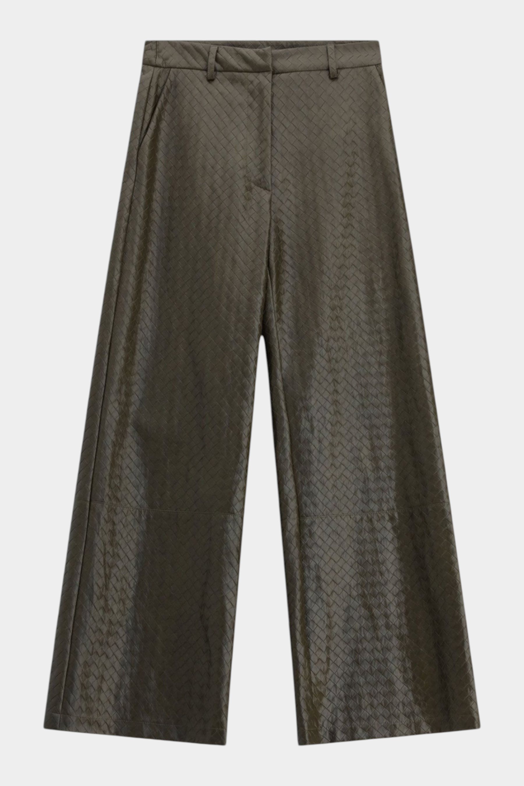 Pantaloni palazzo stampati vita alta donna marrone imperial