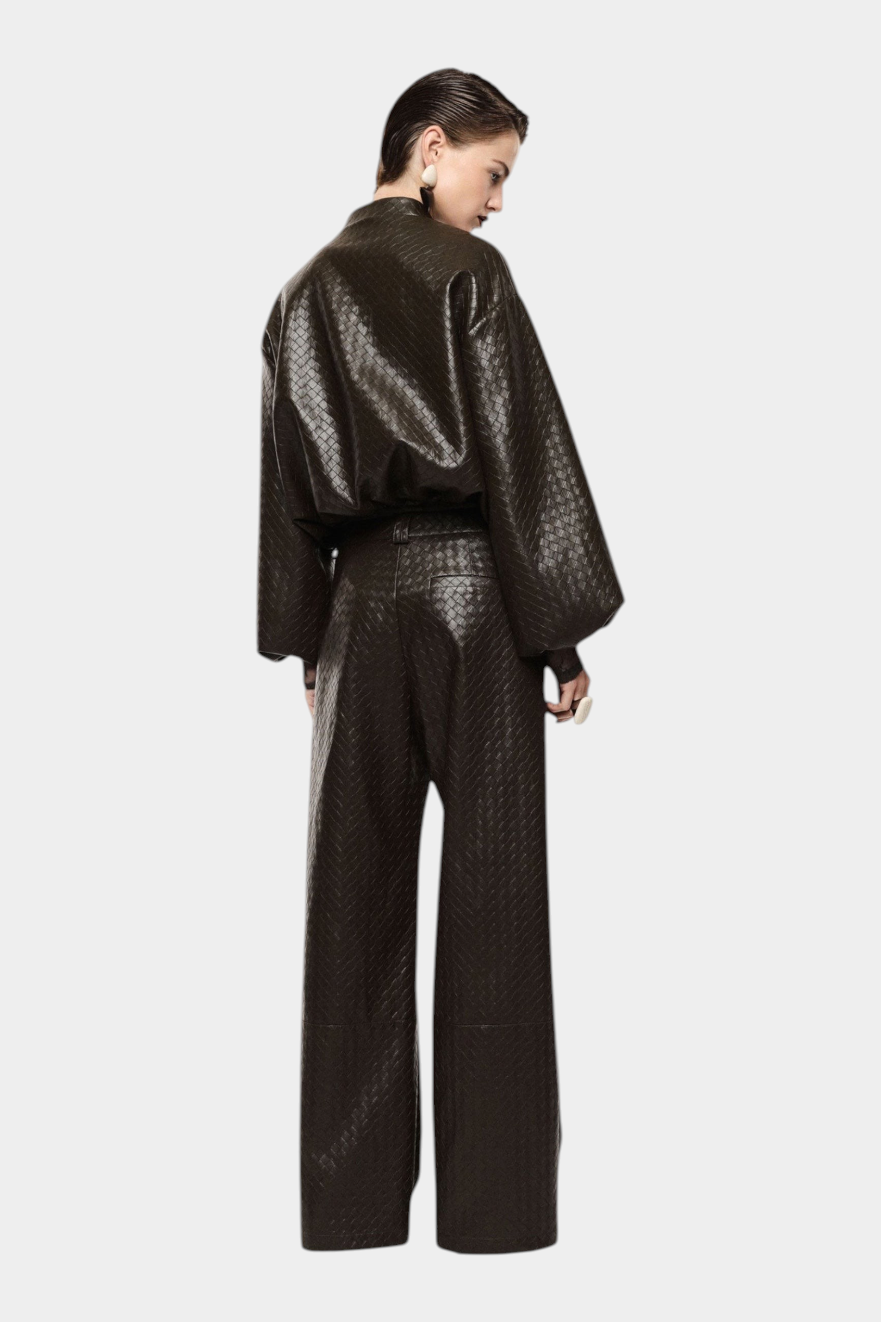 Pantaloni palazzo stampati vita alta donna marrone imperial
