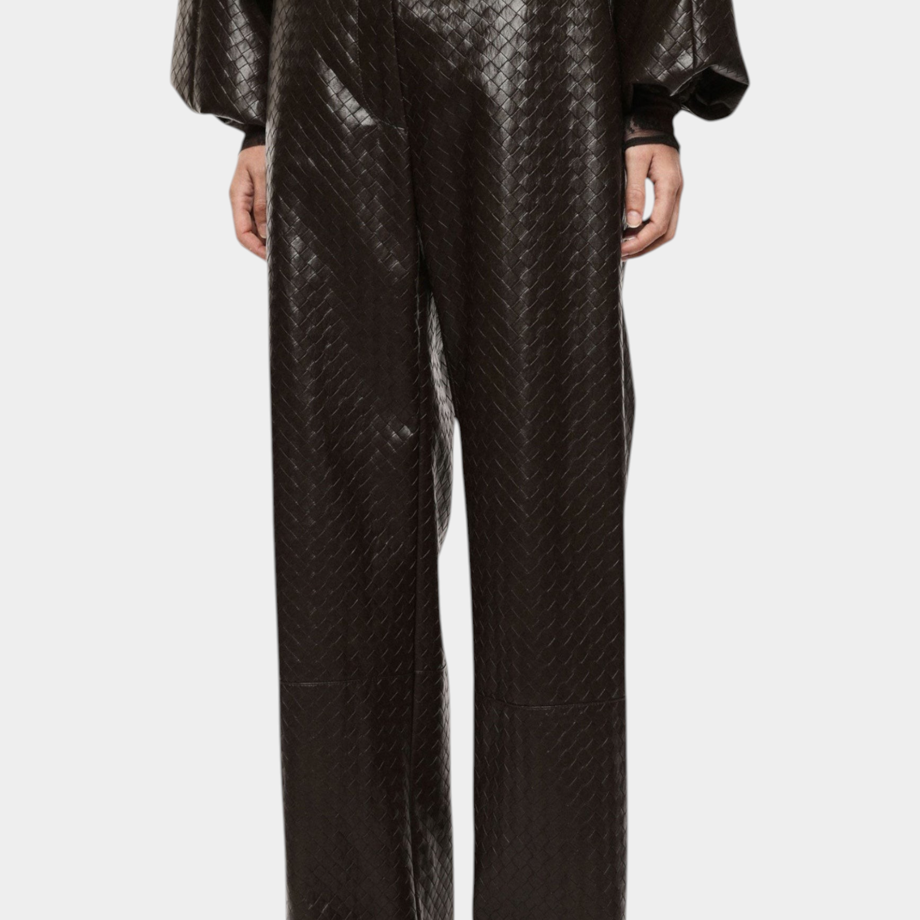 Pantaloni palazzo stampati vita alta donna marrone imperial
